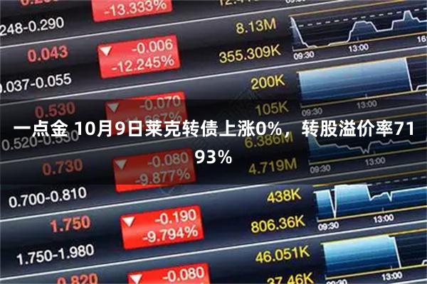 一点金 10月9日莱克转债上涨0%，转股溢价率7193%